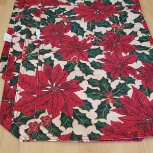 Six Poinsettia Metallic Place Mats
